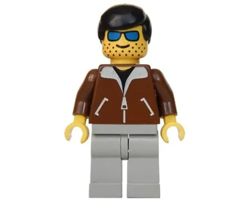 Jacket Brown - Light Gray Legs, Black Male Hair, Blue Sunglasses Image