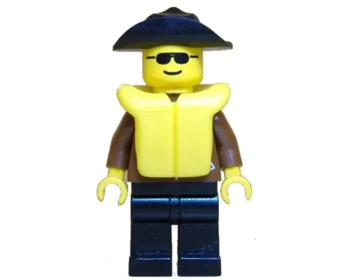 Jacket Brown - Black Legs, Black Wide Brim Hat, Life Jacket Image