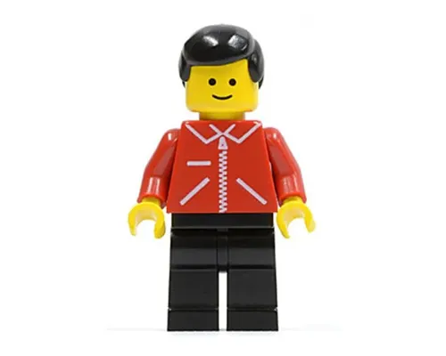 Jacket Red with Zipper - Red Arms - Black Legs, Black Male Hair Image