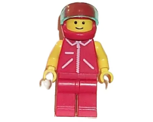 Jacket Red with Zipper - Yellow Arms - Red Legs, Red Helmet, Trans-Light Blue Visor Image