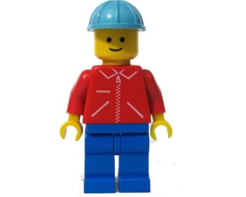 Jacket Red with Zipper - Red Arms - Blue Legs, Maersk Blue Construction Helmet Image