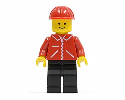 Jacket Red with Zipper - Red Arms - Black Legs, Red Construction Helmet Image