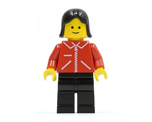 Jacket Red with Zipper - Red Arms - Black Legs, Black Female Hair Image