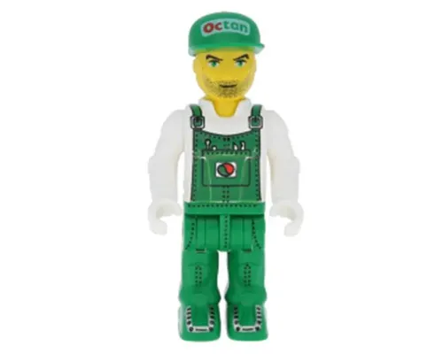 Mechanic in Green Overalls with Octan Pattern Image