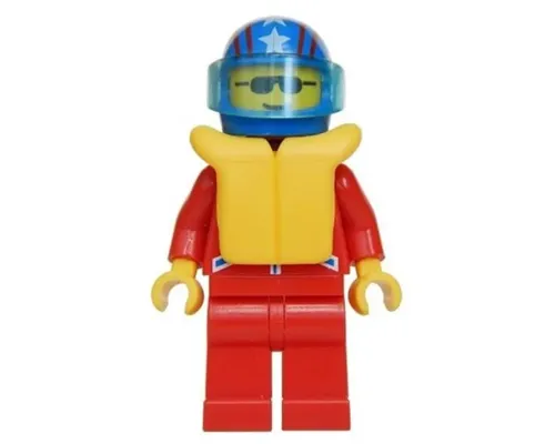 Jacket 2 Stars Red - Red Legs, Blue Helmet 4 Stars & Stripes, Trans-Light Blue Visor, Life Jacket Image