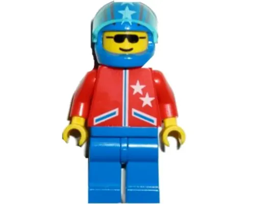 Jacket 2 Stars Red - Blue Legs, Blue Helmet 4 Stars & Stripes, Trans-Light Blue Visor Image