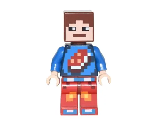 Minecraft Skin 7 - Pixelated, Blue Shirt with Porkchop Icon Image