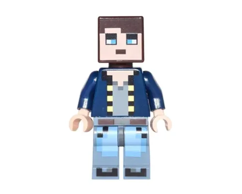 Minecraft Skin 8 - Pixelated, Dark Blue Jacket and Bright Light Blue and Sand Blue Legs Image