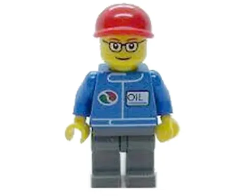 Octan - Blue Oil, Dark Bluish Gray Legs, Red Cap, Glasses Image