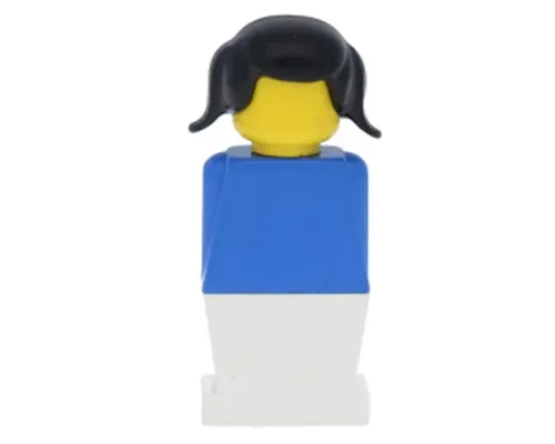 Legoland - Blue Torso, White Legs, Black Pigtails Hair Image