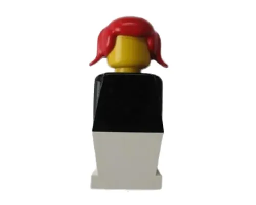 Legoland - Black Torso, White Legs, Red Pigtails Hair Image