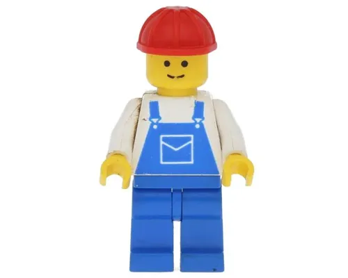 Overalls Blue with Pocket, Blue Legs, Red Construction Helmet Image