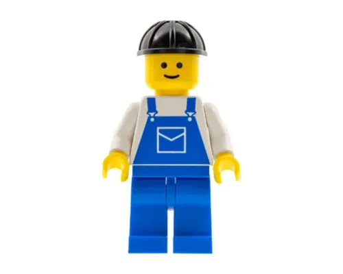 Overalls Blue with Pocket, Blue Legs, Black Construction Helmet Image