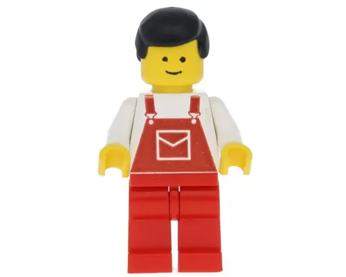 Overalls Red with Pocket, Red Legs, Black Male Hair Image