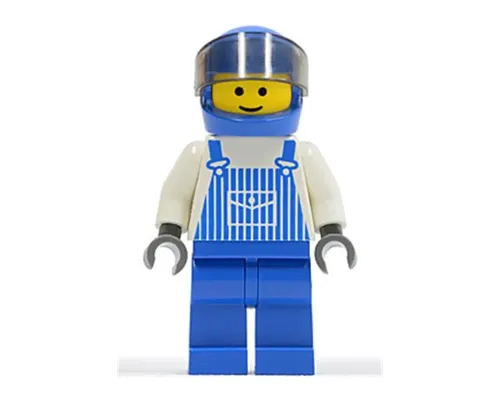 Overalls Striped Blue with Pocket, Blue Legs, Blue Helmet, Trans-Brown Visor Image