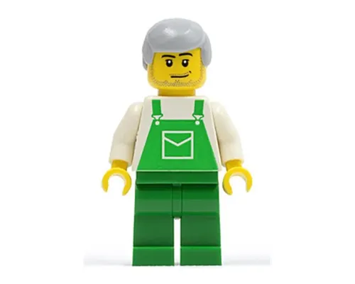 Overalls Green with Pocket, Green Legs, Light Bluish Gray Male Hair Image