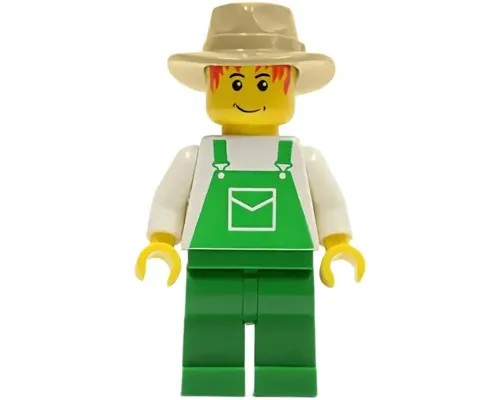 Overalls Green with Pocket, Green Legs, Tan Fedora Image