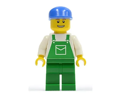 Overalls Green with Pocket, Green Legs, Blue Cap, Thin Grin with Teeth Image