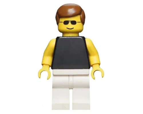 Plain Black Torso with Yellow Arms, White Legs, Sunglasses, Brown Male Hair Image