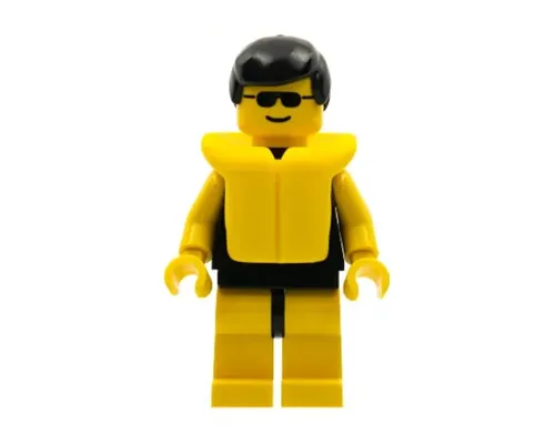 Plain Black Torso with Yellow Arms, Yellow Legs, Sunglasses, Black Male Hair, Life Jacket Image