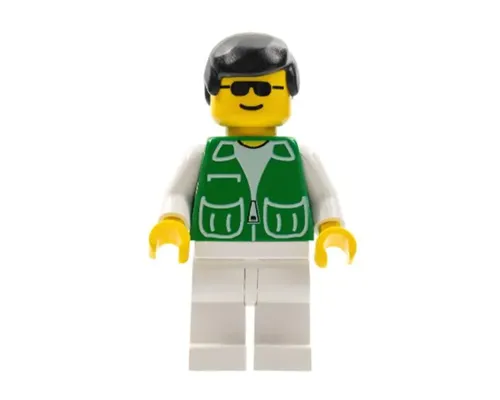 Jacket Green with 2 Large Pockets - White Legs, Black Male Hair Image