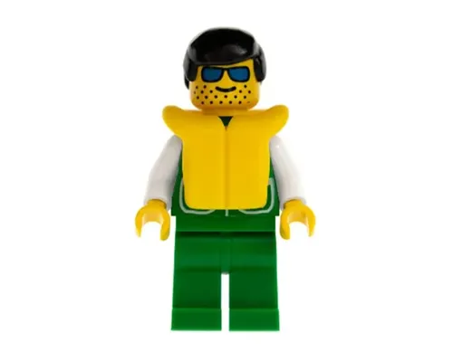 Jacket Green with 2 Large Pockets - Green Legs, Black Male Hair, Life Jacket Image