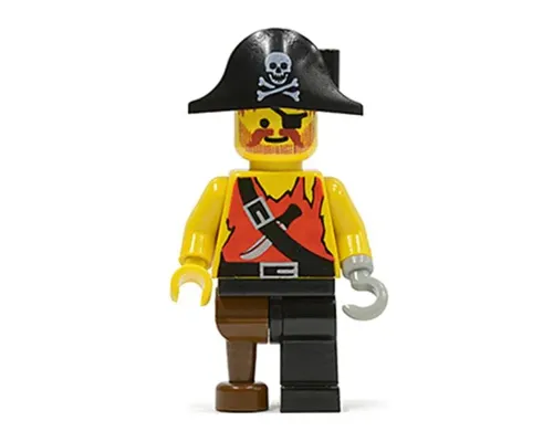 Pirate Shirt with Knife, Black Leg with Peg Leg, Black Pirate Hat with Skull Image