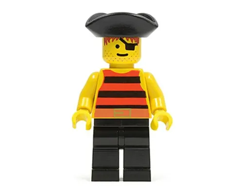 Pirate Red / Black Stripes Shirt, Black Legs, Black Pirate Triangle Hat Image