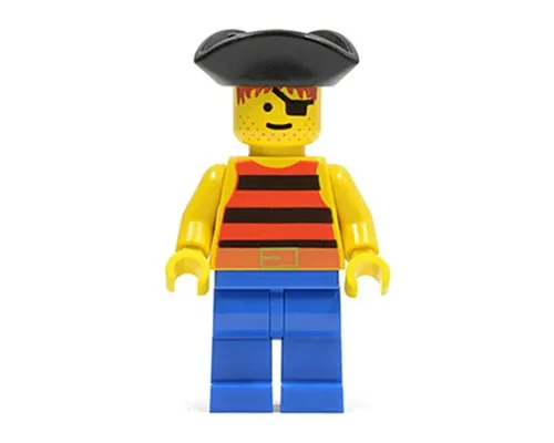 Pirate Red / Black Stripes Shirt, Blue Legs, Black Pirate Triangle Hat Image