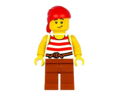 Pirate - Red Bandana, White Shirt with Red Stripes, Dark Orange Legs Image