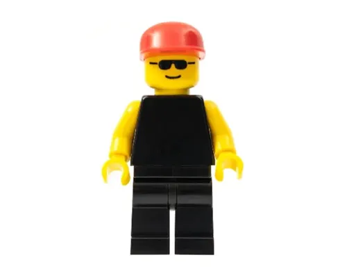 Plain Black Torso with Yellow Arms, Black Legs, Sunglasses, Red Cap Image