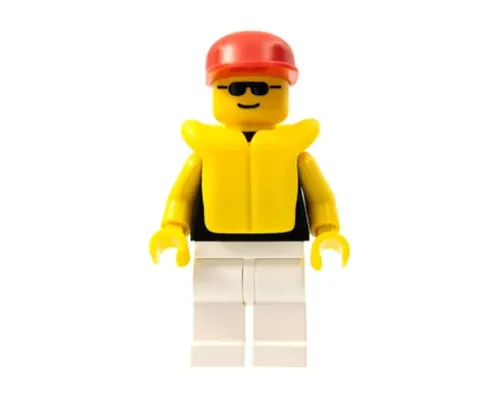 Plain Black Torso with Yellow Arms, White Legs, Sunglasses, Red Cap, Life Jacket Image