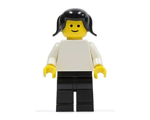 Plain White Torso with White Arms, Black Legs, Black Pigtails Hair Image