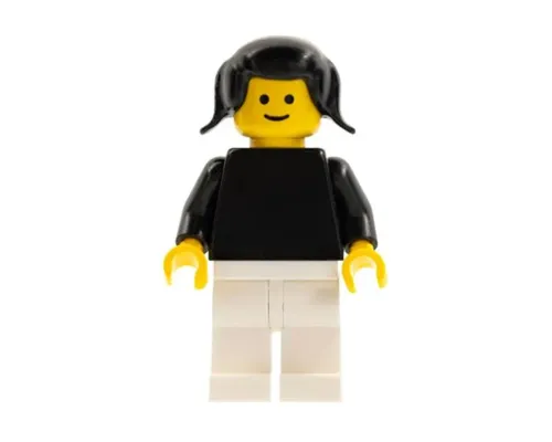 Plain Black Torso with Black Arms, White Legs, Black Pigtails Hair Image