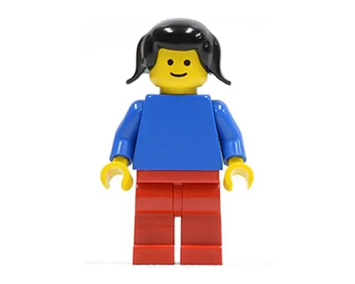 Plain Blue Torso with Blue Arms, Red Legs, Black Pigtails Hair Image