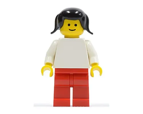 Plain White Torso with White Arms, Red Legs, Black Pigtails Hair Image