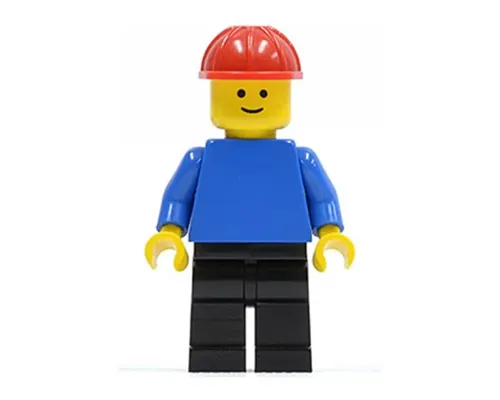 Plain Blue Torso with Blue Arms, Black Legs, Red Construction Helmet Image