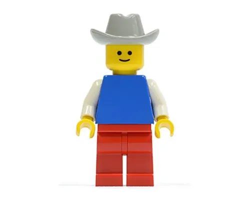 Plain Blue Torso with White Arms, Red Legs, Light Gray Cowboy Hat Image