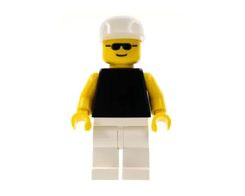 Plain Black Torso with Yellow Arms, White Legs, White Cap, Sunglasses Image