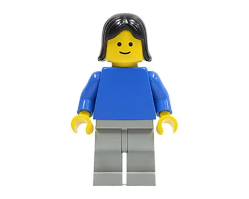 Plain Blue Torso with Blue Arms, Light Gray Legs, Black Female Hair Image