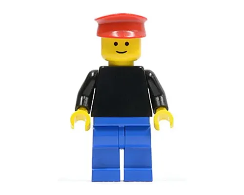 Plain Black Torso with Black Arms, Blue Legs, Red Hat Image