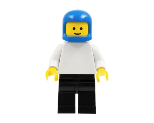 Plain White Torso with White Arms, Black Legs, Blue Classic Helmet Image