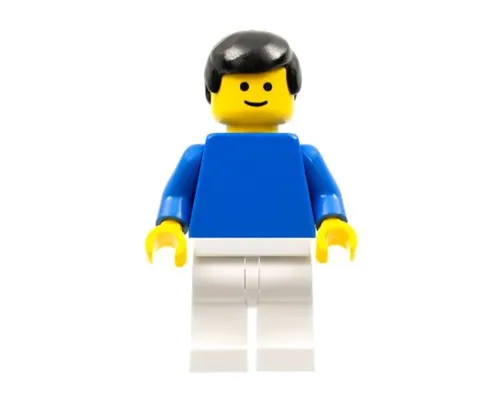 Plain Blue Torso with Blue Arms, White Legs, Black Male Hair Image