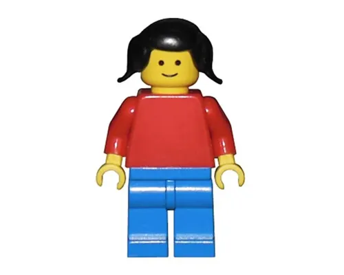 Plain Red Torso with Red Arms, Blue Legs, Black Pigtails Hair Image