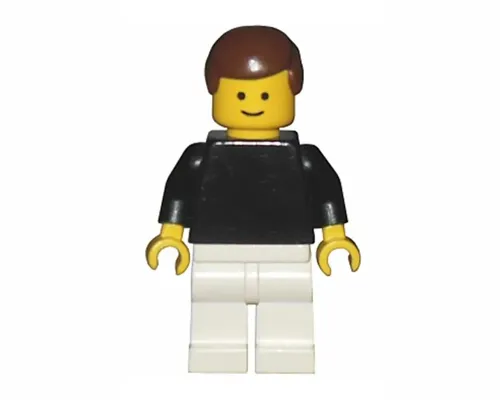 Plain Black Torso with Black Arms, White Legs, Brown Male Hair Image