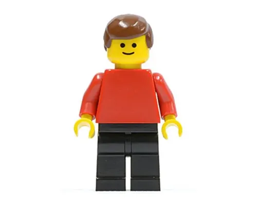 Plain Red Torso with Red Arms, Black Legs, Brown Male Hair Image