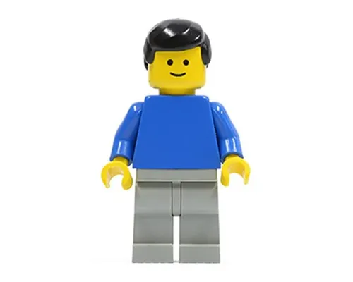 Plain Blue Torso with Blue Arms, Light Gray Legs, Black Male Hair Image