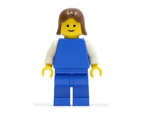 Plain Blue Torso with White Arms, Blue Legs, Brown Female Hair Image