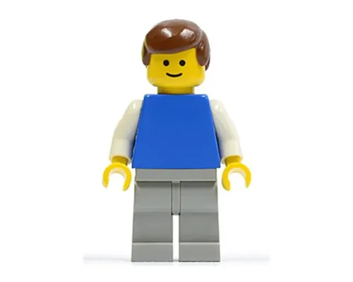 Plain Blue Torso with White Arms, Light Gray Legs, Brown Male Hair Image