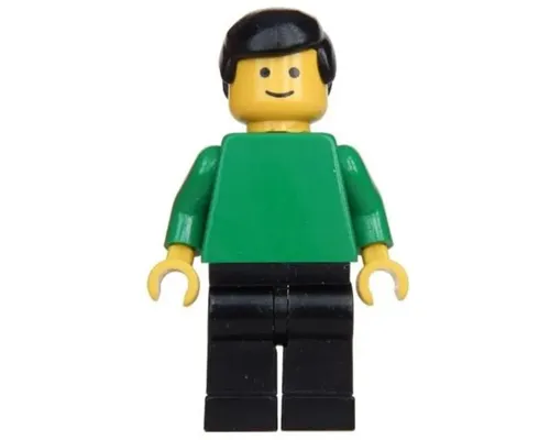 Plain Green Torso with Green Arms, Black Legs, Black Male Hair Image